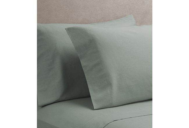 Linen Blend Blue Set Of 2 Pillowcases